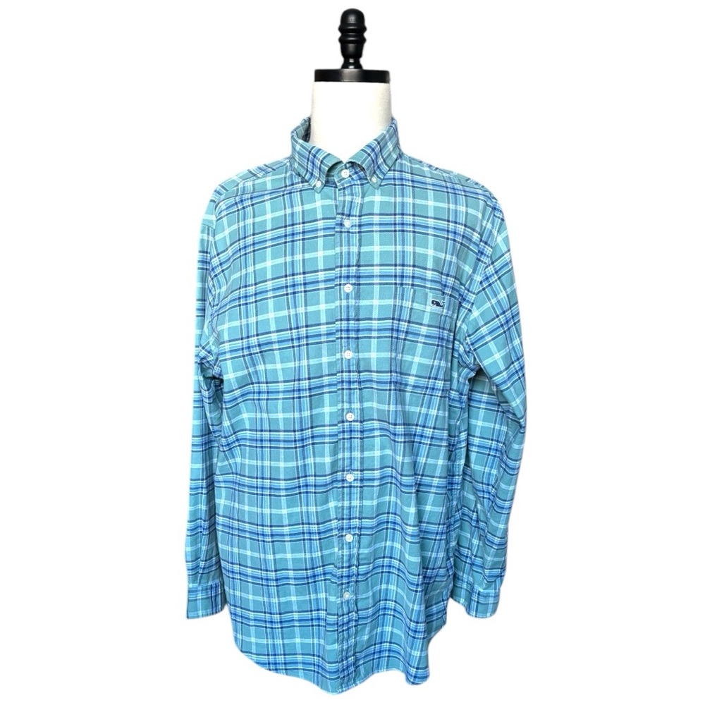 Vineyard Vines Island Twill plaid classic fit soft stretch casual shirt  | XLT